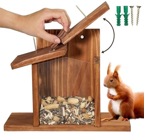 Casa per scoiattoli, in legno per animali domestici, per scoiattoli, per prato, albero, cortile, recinzione, parete, cortile, esterno