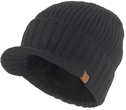 Kuyou Gorro de punto con visera, para hombre, de invierno, gris, Talla única