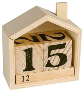 Graine Créative Calendrier perpétuel en Bois maisonnette - 7,3 x 8 x 3,4 cm