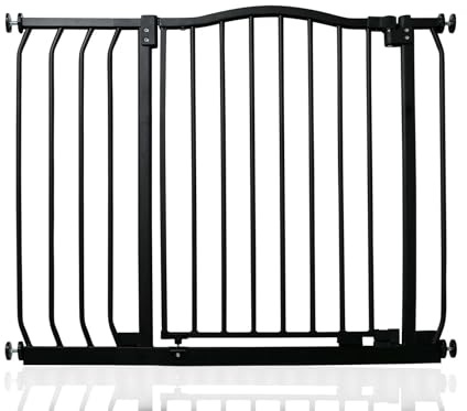 Safetots Curved Top Hundgrind, 89cm - 98cm, Mattsvart, Tryckmonterad Trappgrind, Barngrind för Dörrar, Hallar och Utrymmen, Säkerhetsbarriär, Enkel Installation
