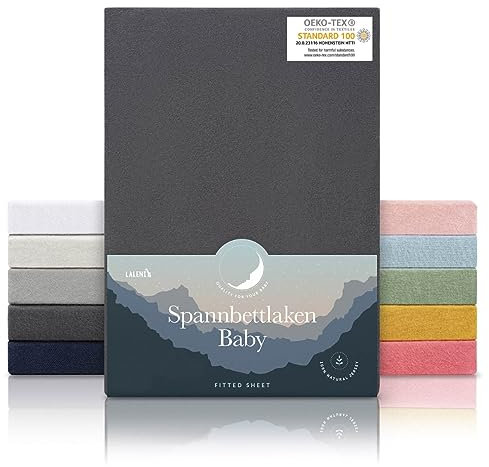 Laleni 3er-Set Spannbettlaken Kinderbett 70x140-70x140cm - Oeko-Tex zertifiziertes, atmungsaktives Spannbetttuch Kinderbett, 100% Baumwolle (135g/m²), Anthrazit