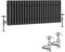 NRG Traditional Radiator 300 x 1010mm Horizontal Cast Iron Radiators Central Heating Anthracite Triple Column with Angled Pair of Valves