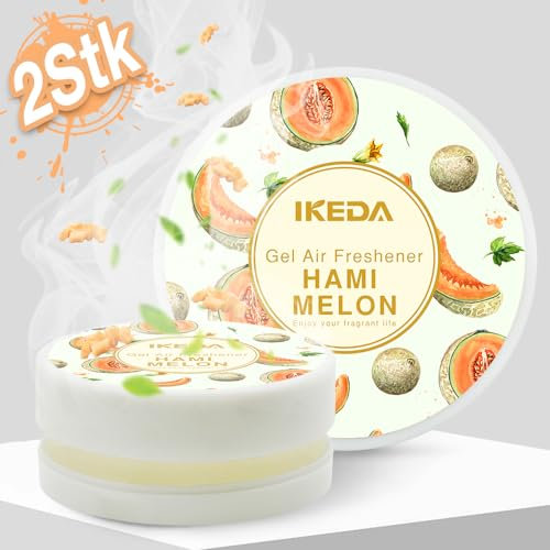 Auto Duft Lufterfrischer: Hami-Melonen-Duft Runder Gel-Lufterfrischer | Geruchsbeseitigung | Autodüfte | Langanhaltender Duft | Für Auto und Zuhause | 2Stk (Hami-Melone)