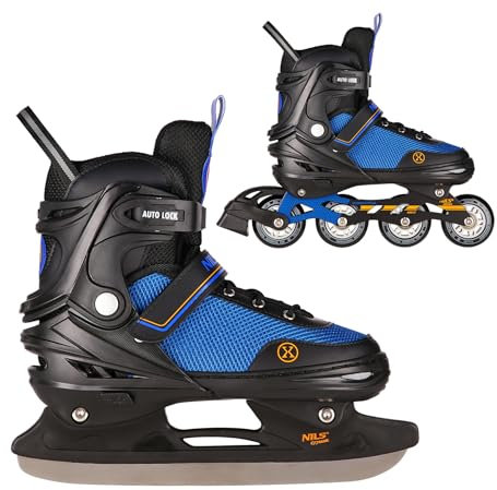 Nils Extreme 2-In-1 Inliner Eishockey Camille, Farbe:Schwarz-Orange, Größe:L(39-43)