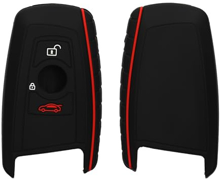 kwmobile Autoschlüssel Silikon Hülle kompatibel mit BMW 3-Tasten Funk Autoschlüssel (nur Keyless Go) - Schlüsselhülle in Schwarz matt Rot
