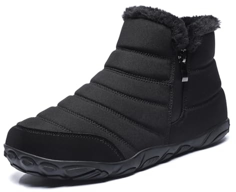 Hanani Winter Shoes Snow Boots Warm Lined Hiking Barefoot Shoes Lined Winter Boots for Men and Women Snow Boots Hiking Shoes Non-Slip Winter Boots Unisex Black