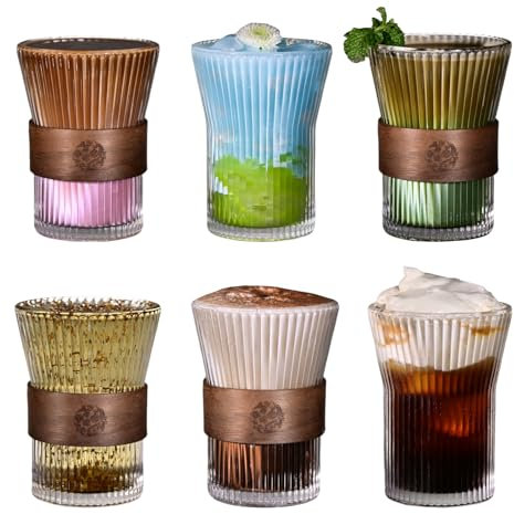 OyaYung - 6 x 280 ml - Verre matcha -verre latte macchiato - Verre à eau - Tasse à thé - Pour matcha, latte macchiato, café, jus, thé, cocktail, eau et sodas(Harpe)