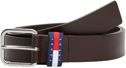 Tommy Jeans Uomo Cintura Ryan 3,5 cm Cintura in Pelle, Marrone (Dark Brown), 85 cm