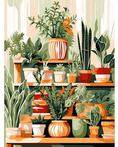 HEIBAGO Malen nach Zahlen für Erwachsene, DIY Landschaft Malen nach Zahlen Bausätze, Malen nach Zahlen Bausätze,Ölfarbe nach Zahlen Grünen Kunsthandwerk Bilder für Wanddekor,30X40cm