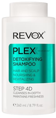 REVOX B77 - Plex Detoxifying Shampoo Step 4D, 260 ml, Detox Shampoo mit Aktivkohle, stärkt und reinigt das Haar, entfernt Schmutz, Öl und Stylingprodukte, pflegt und revitalisiert die Strähnen