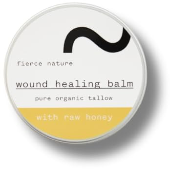 Fierce Nature Organic Skin Healing Balm – Tallow, Beeswax, Olive Oil & Ossa Raw Honey – Infused with Natural Herbs – Gentle, Effective Relief for Minor Wounds
