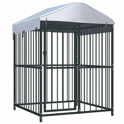 Perrera de Exterior con Techo 120x120x150 cm, Xichuzi Parque para Perros, Valla Perros, Corralito para Perros, Parque para Perros Cachorros, Corral Perro, Vallado para Perros