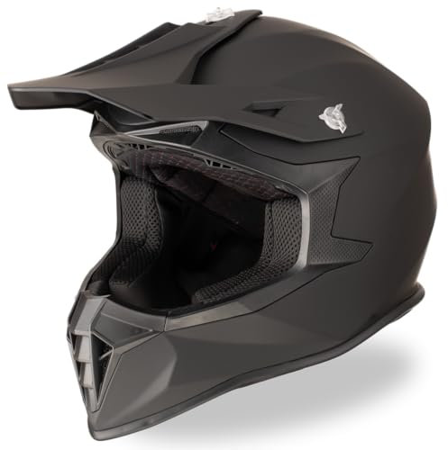 VINZ Luis Motocross Helm | Motorradhelm ECE 22.06 | Crosshelm für Damen & Herren | Downhill / Full-Face BMX MTB | In Gr. XS-XXL - Matt Schwarz