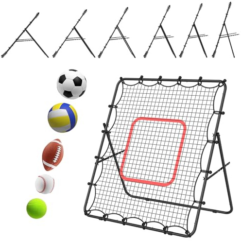 LIANTRAL Red de Rebote de Voleibol, Equipo de Entrenamiento portátil para fútbol, béisbol, Voleibol, Objetivo de Retroceso Ajustable para Tiro, Pase y Control de Entrenamiento, 120 x 140 cm