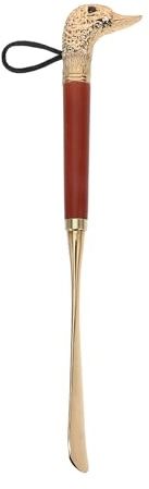 WOFASHPURET Metal Shoe Horn, 32CM Long Handle Shoe Horn with Decorative Animal Head Ergonomic Boots Puller Tool for Seniors Pregnant Women