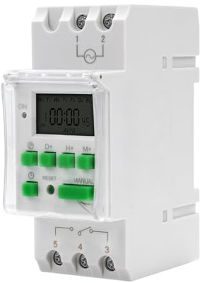 DEWIN Temporizador for Carril DIN, Temporizador Digital Temporizador electrónico programable semanalmente con reinicio(DC 24V)