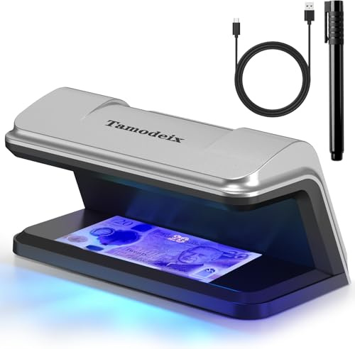 Tamodeix Counterfeit Money Detector with Money Checker Pen Bundle, LED UV Fake Note Checker, USB-C Powered NX-115A