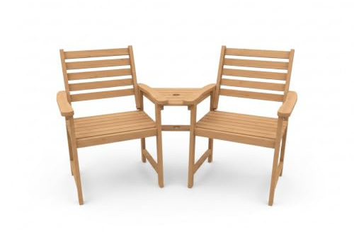 Garden Store Direct Chinese Fir Companion Bench with Two Chairs and Centre Table
