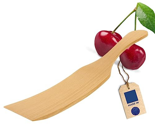 HOFMEISTER® Pfannenwender aus edlem Kirsch-Holz, 24,5 cm, antibakteriell, hitzebeständig & plastikfrei, Keine Kratzer in Pfannen, kein Plastik im Essen, 100% Naturprodukt, geschwungen
