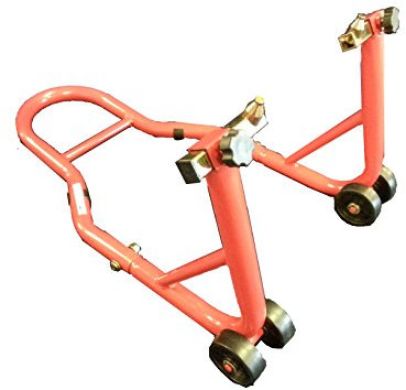 Motorrad Montageständer vorne universal rot mit Dornaufnahme und Breitenverstellung