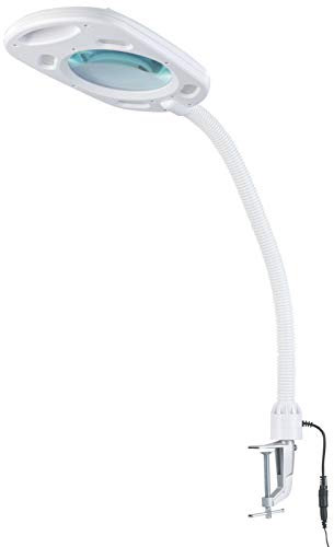 Lunartec Lupenlampe: Glas-LED-Lupenleuchte mit 5-facher Vergrößerung, 5 Watt, 450 Lumen (Arbeitslupe mit Licht, Lampe Lupe, Kosmetikspiegel)