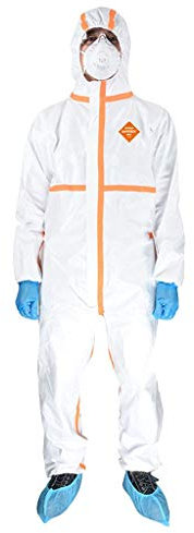 FEIXIANG Einweg-Schutzanzug mit Kapuze Isolationskleid Isolationskleid Innen-Outdoor-Overall für Männer Frauen Erwachsene Krankenhausschutzkleider