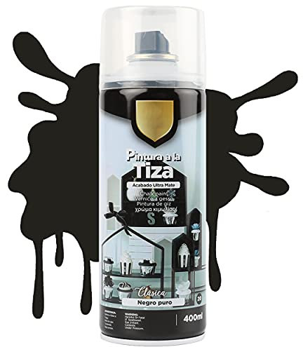H HANSEL HOME Pintura Spray a la Tiza Acabado Ultra Mate - Negro Puro 400ml