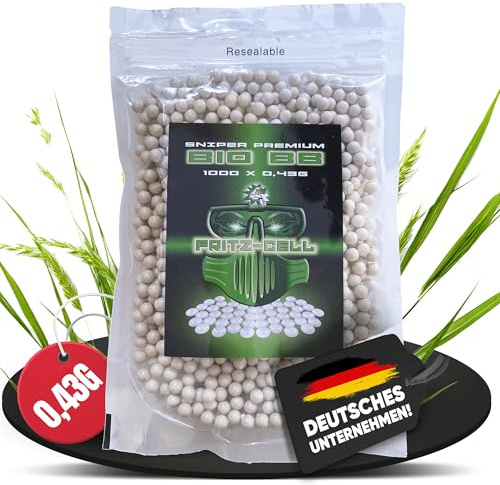 1 x Sniper Bio BB 6 mm/0,43 g colore bianco 1000 pezzi Sacchetto Premium