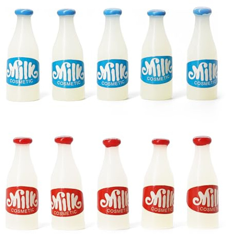 Odoria 1/12 Scale Dolls House Miniature Milk Bottles Dollhouse Accessories, 10Pcs