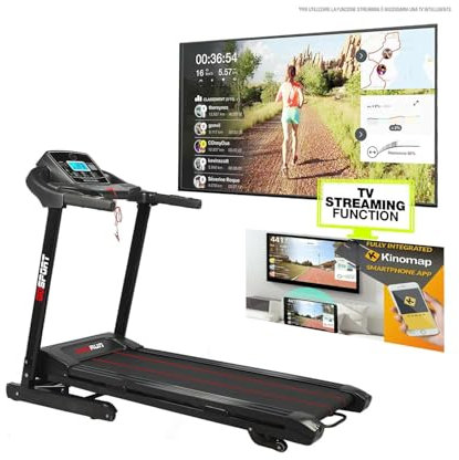 GOVITA Tapis Roulant Elettrico Pieghevole Salvaspazio,Professionale 1-16 KM/H / 2,5 HP Potenza di Picco/Superficie di Corsa 120x42cm | Per Casa e Ufficio Inclinazione Automatica-SMART TV