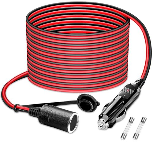 8M 12V/24V KFZ Verlängerungskabel für Zigarettenanzünder Staubdicht Wasserdicht Auto Batterieklemme Alligator Clip Steckdose Adapter (Zigarettenanzünder Stecker)