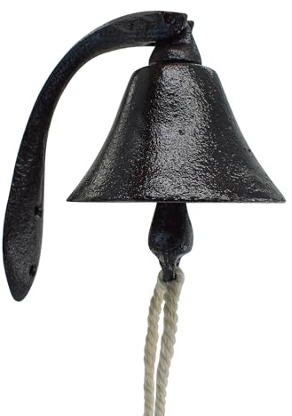 MrMrKura Campanas colgantes con cuerda, adorno colgante de campana al aire libre para decoración exterior e interior, campana montada en la pared para iglesia, hogar, escuela, barco