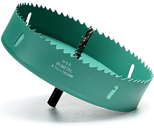 Lochsäge 160mm, M42 HSS Lochbohrer Set Bimetall mit Sechskant-Schaft und Zentrierenden Metallbohrern Bohrkronen Set für Metall,Eisen,Aluminium,Holz,Trockenbau, Kunststoff, Faserplatten, Grün