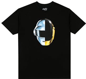 Daft Punk Maglietta Ufficiale Unisex con Casco Diviso, Prodotto Ufficiale Merch Split Helmet Tee, Nero, L