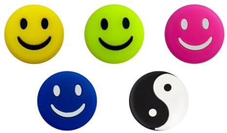 PMTFUMY 5 Pcs Silicone Tennis Racket Dampeners, Tennis Shock Absorber，Tennis Dampener Tennis Accessories ，Soft Silicone Tennis Racquet Vibration Dampeners for Players Tennis Training (Multicolour)