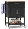 Giantex Carro de Cocina con Cajón, 73 x 48 x 90 cm, Carrito de Servicio con 2 Puertas, Estante Inferior Abierto, Isla de Cocina con 4 Ruedas, Mueble Auxiliar para Cocina, Comedor (Negro)