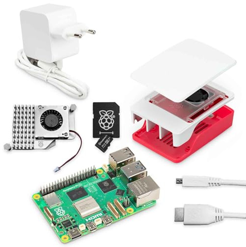 Raspberry Pi 5 Kit 16GB RAM mit hochwertigem original-Zubehör | sofort startklar (weiß)