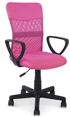 IDIMEX Bürodrehstuhl Jogo höhenverstellbar, pink - ergonomischer Schreibtischstuhl mit Armlehnen, Drehstuhl mit atmungsaktivem Mesh Stoffbezug, Stuhl für Büro und Home Office