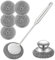 Set di spugne in acciaio inox resistente, manico lungo e corto con 5 cuscinetti in lana d'acciaio, ghisa e spazzola per pentole per piatti, padelle, griglie, stufe