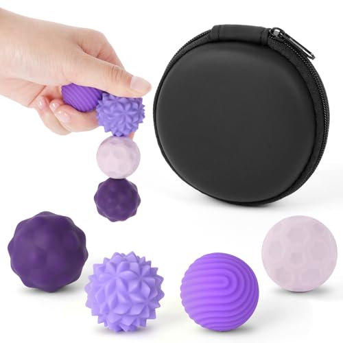 Ainiv Silicona Bolas Magnéticas Anti-Estrés, 4pcs Pelota Antiestres con Texturas Divertidas para Adultos y Niños Mano, Bolitas Magneticas Juguetes sensoriales (Púrpura)