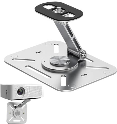 Beamer Halterung Projektor Beamer Ständer mit 1/4Zoll Schraubschnittstelle - Verbessertes 360° Multi-Winkel Desktop Projektorhalterung,Beamer Deckenhalterung Universal für Heimkino&Spielzimmer, Silber