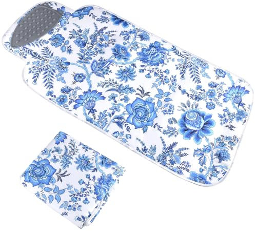 Moorstdel Iron Padding with Silicone Iron Rest,Ironing Mat, Heat Resistant, Portable, Quilting & Travel Blanket,for Steam on Tabletop or Bed, Celadon