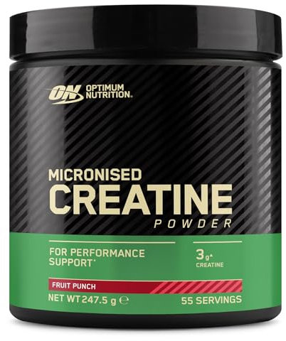Optimum Nutrition Creatina Micronizzata in Polvere, Gusto Fruit Punch, 247.5g, 55 Porzioni