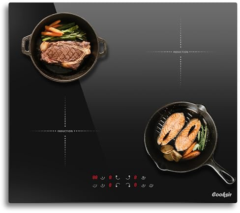 Cooksir Induktionskochfeld 4 Platten, Kochfeld Einbau 60CM, 7200W, individuelle Touch, boost-Funktion, Sicherheitssperre, Timer, Kein Stecker, 230V