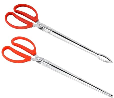 MOLUCKFU Uso para Multifuncional Acuarios Ergonómico Diseño Pinzas de Acero Inoxidable Atrapar 2 Piezas Mango Limpieza