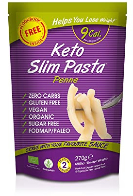 Eat Water Keto Slim Pasta Penne 270g (Pack of 10) | Konjac Pasta | Zero Carb & Gluten Free | Vegan, Sugar Free, Low Calorie Pasta Alternative for Keto & Paleo Diet