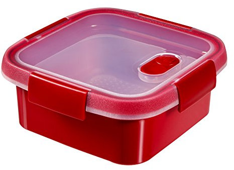 Curver Smart Mikrowelle, quadratisch, 0,9 l, Dampf, Kunststoff, rot, 17 x 17 x 7 cm, 6