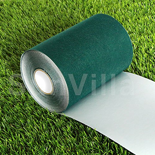SunVilla Konstgjort gräs grön sammanfogning grästejp självhäftande gräsmatta sömtejp 15 cm x 10 m (6 tum x 33 fot)
