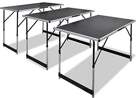 vidaXL Multi-Purpose Wallpapering Party Table Set of 3 Foldable, Height Adjustable, MDF, One Size