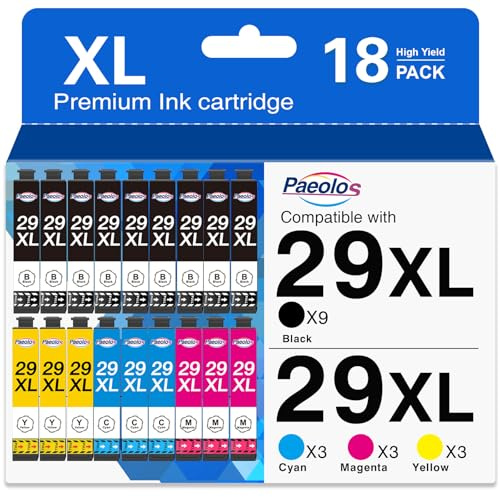 Paeolos 29XL Tinta Compatible para Epson 29XL Cartuchos de Tinta para Epson Expression Home XP-235 XP-245 XP-247 XP-255 XP-332 XP-335 XP-345 XP-352 XP-355 XP-432 XP-442 XP-445 XP-452